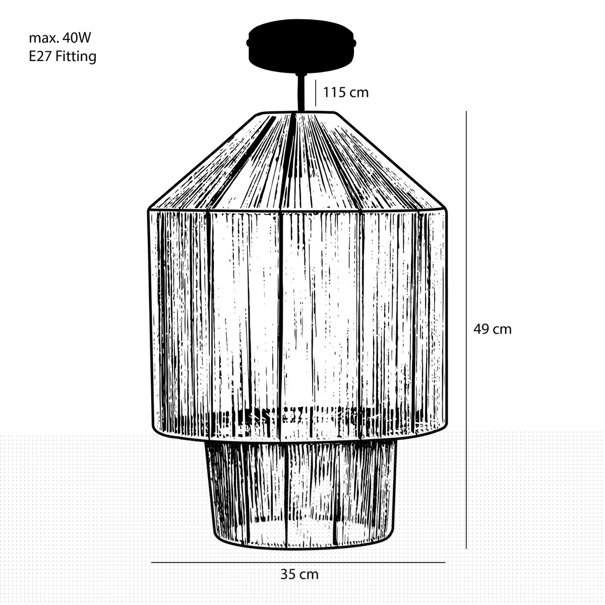 Glimmerdekorationen - Elsa Hängelampe - H49 x Ø35 cm - Jute - Hellbraun
