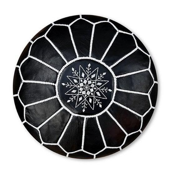 Poufs & Kissen - Lederpouf - schwarz - gefüllt geliefert