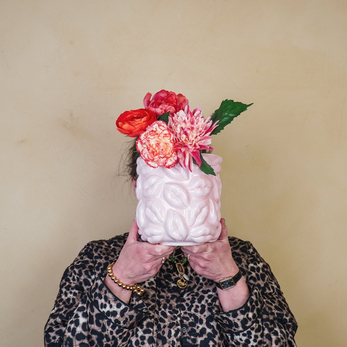 Housevitamin - Pot - Kisses - Keramiek - Lichtroze - 17,5x17,5x17,5cm