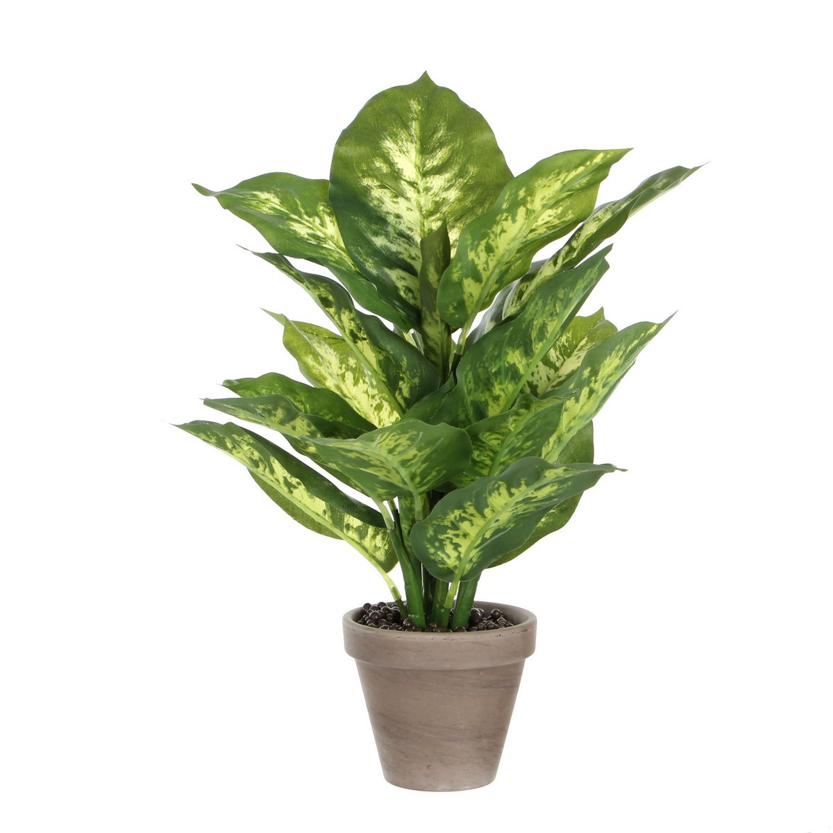 Glimmerdekorationen – Dieffenbachia Kunstpflanze im Blumentopf Stan – H40 x Ø30 cm – Grün