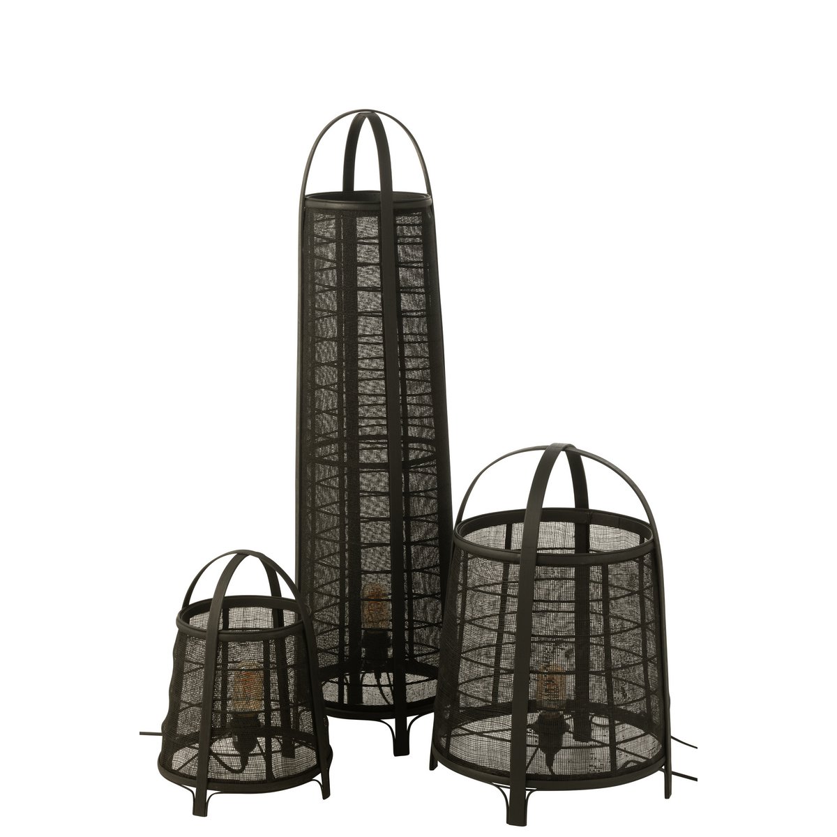 J-Line - Lampe Don Baumwolle Bambus Schwarz