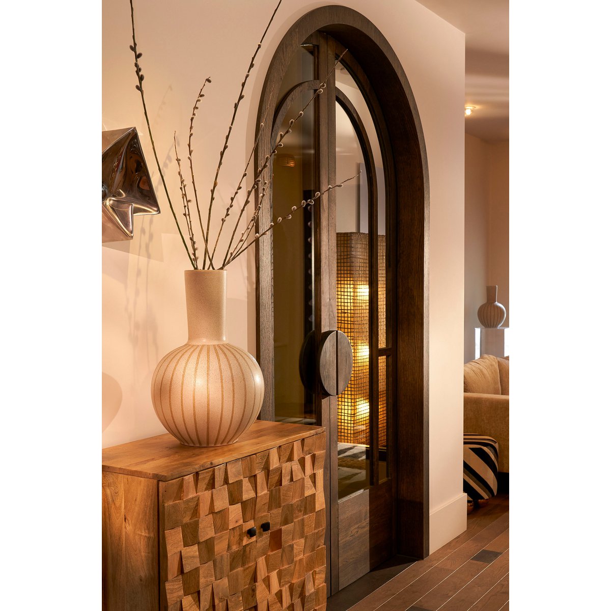 Glimmerdekorationen - Holm Vase - H52 x Ø34 cm - Keramik - Creme