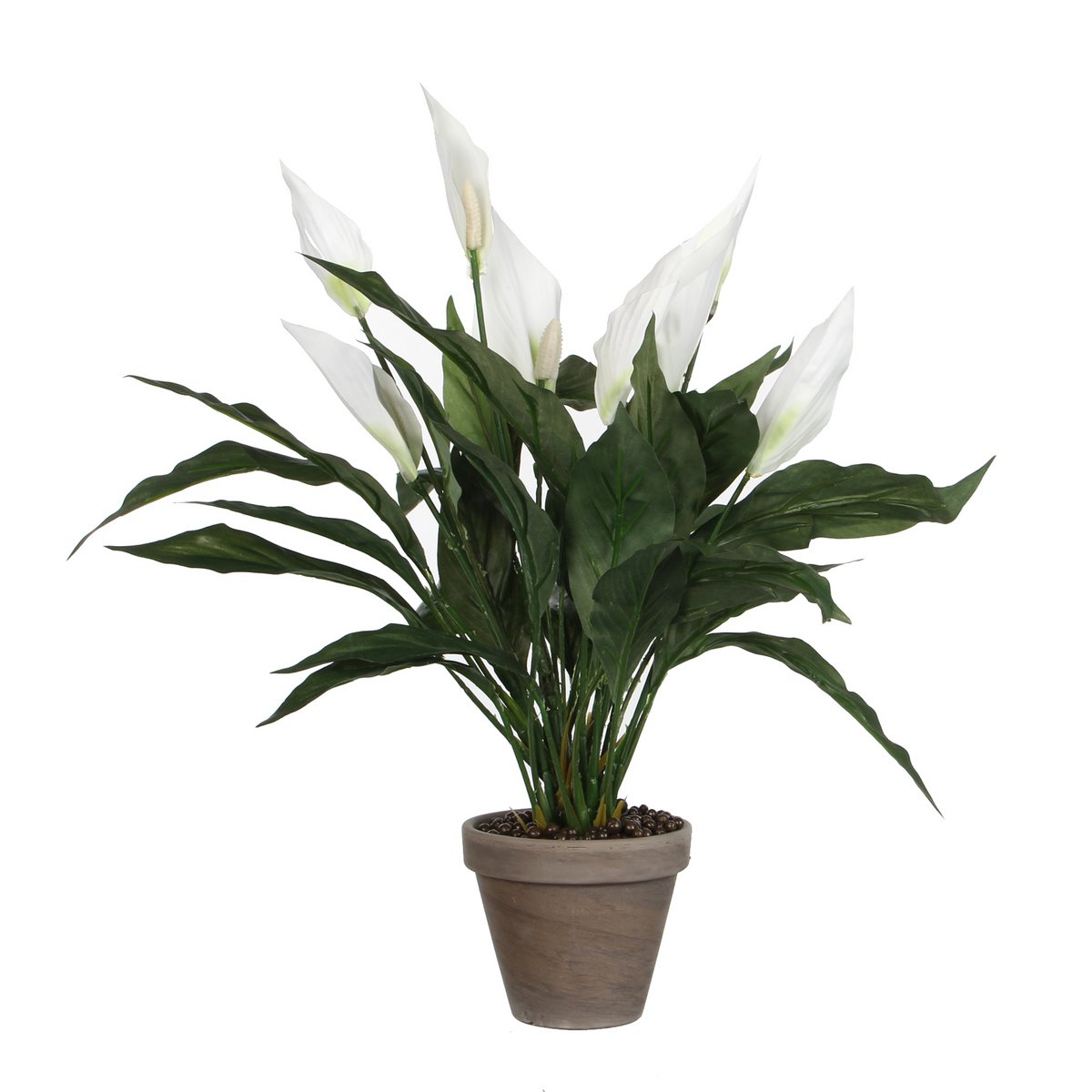 Glimmerdekorationen – Künstliche Pflanze Spathiphyllum im Blumentopf Stan – H50 x Ø40 cm – Weiß