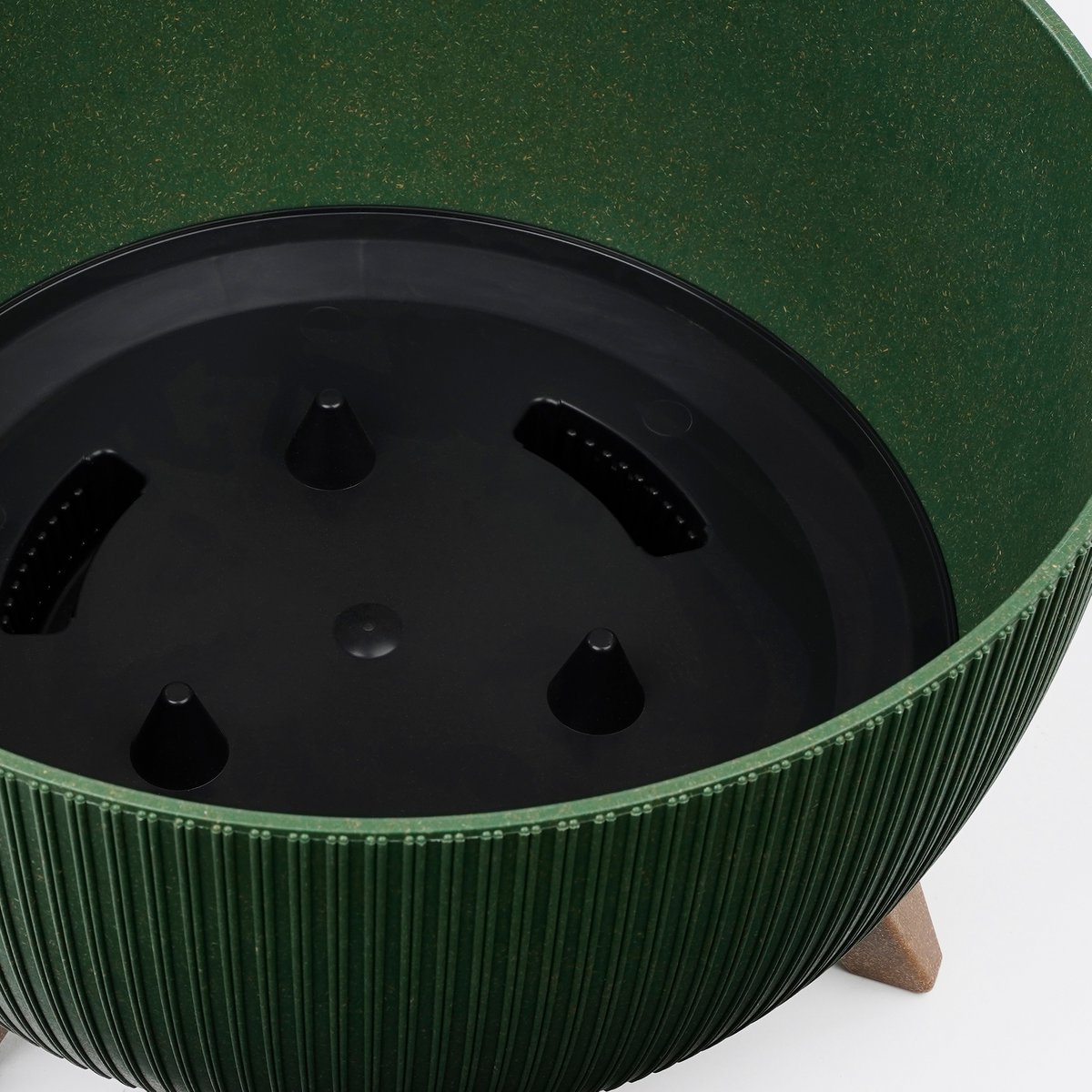 Glimmerdekorationen - Doppio Blumentopf auf Beinen - H20,5 x Ø40 cm - Polypropylen - FSC Mix - Grün