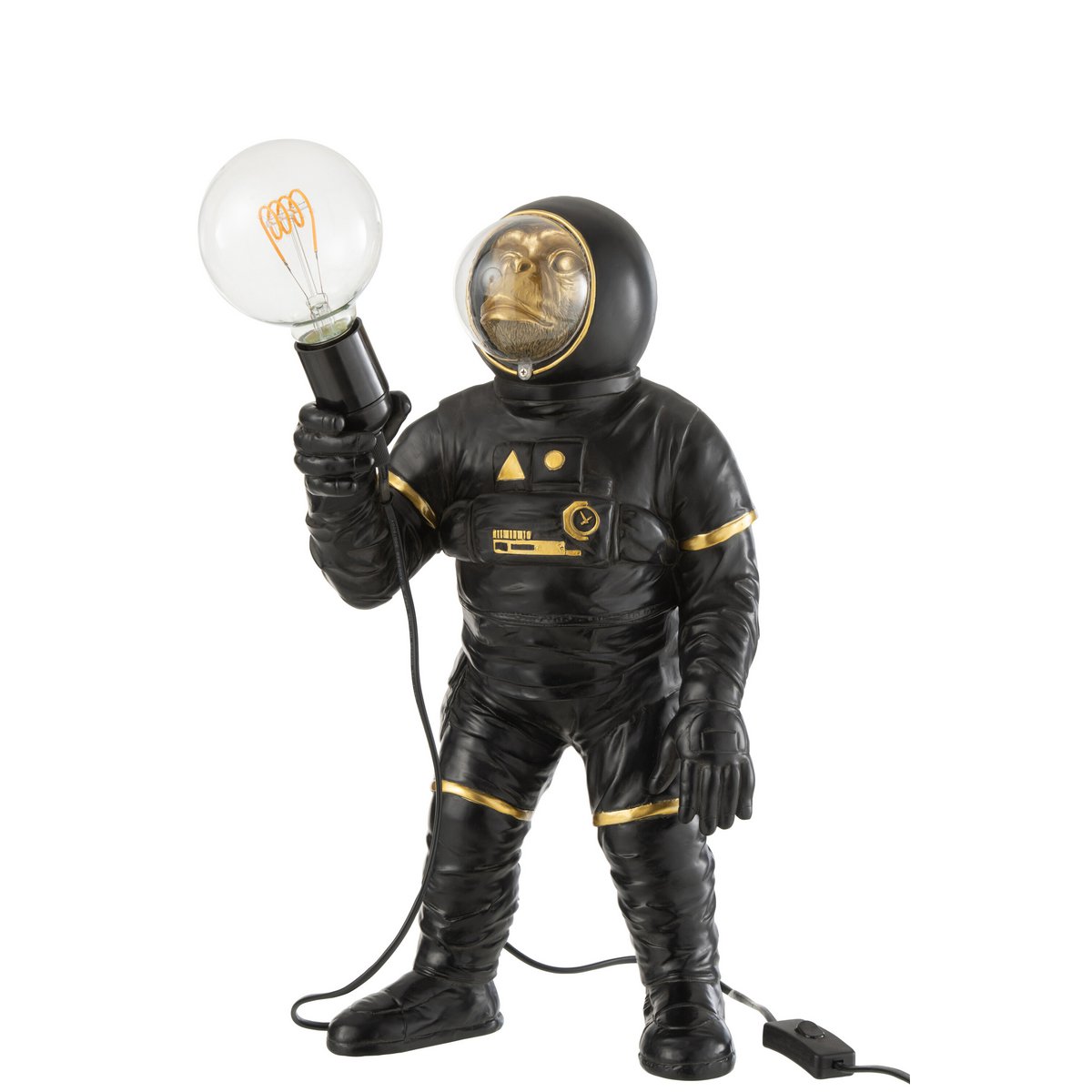 J-Line – Astronauten-Tischlampe – Polyester – Schwarz/Gold