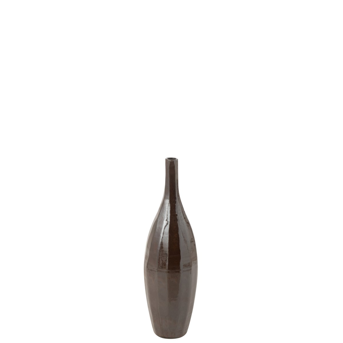 J-Line - Vase Bottle Terra Shiny Brown Small