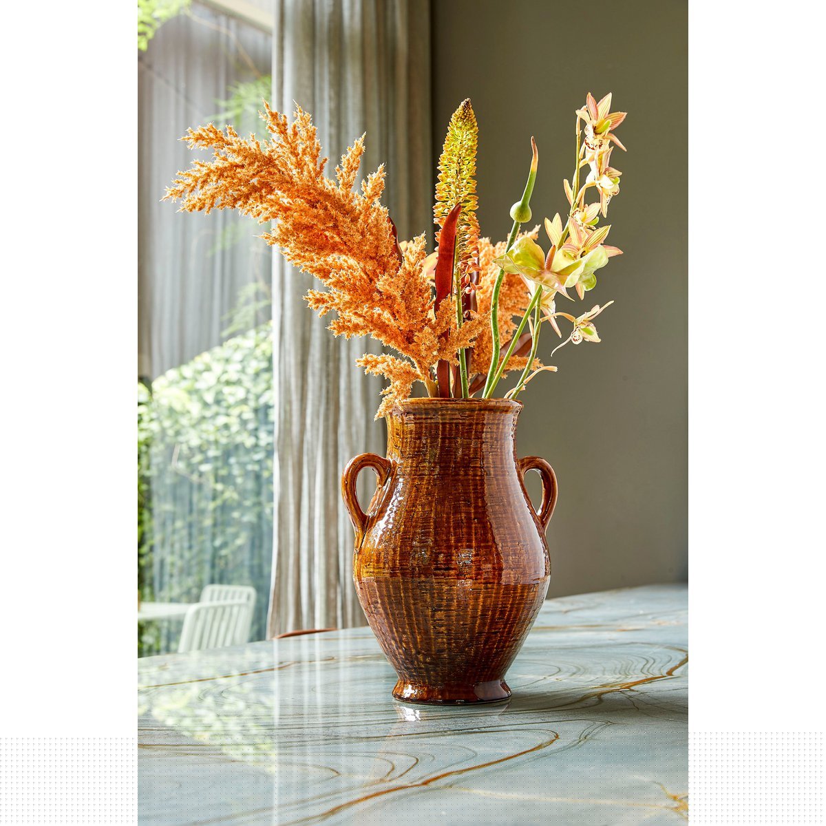 Mica Decorations - Elena Vaas - L29 x B26 x H39 cm - Keramiek - Bruin