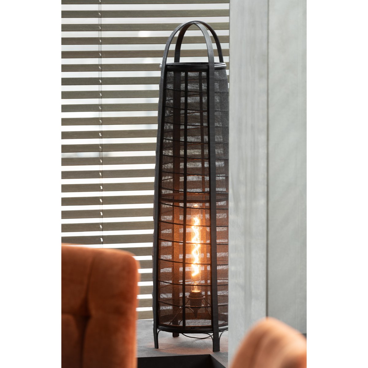 J-Line - Lampe Don Baumwolle Bambus Schwarz