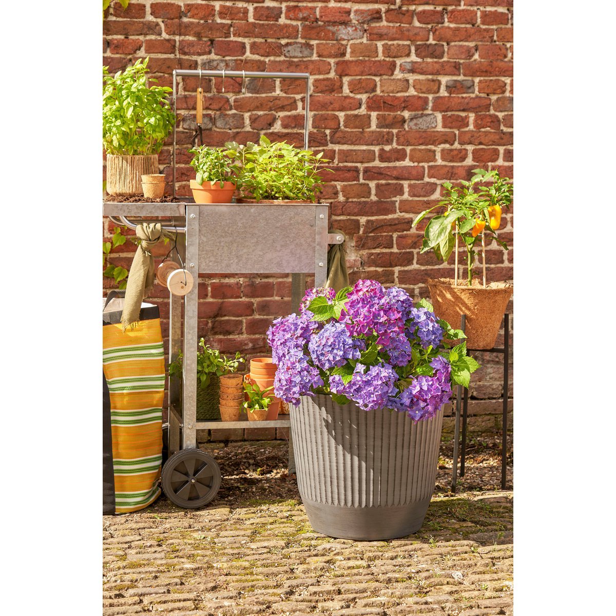 Glimmerdekorationen - Rio Outdoor-Blumentopf - H40,5 x Ø45 cm - Dunkelgrau