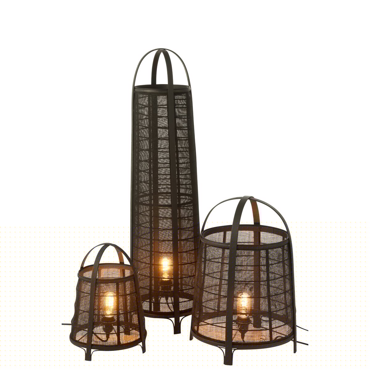 J-Line - Lampe Don Baumwolle Bambus Schwarz