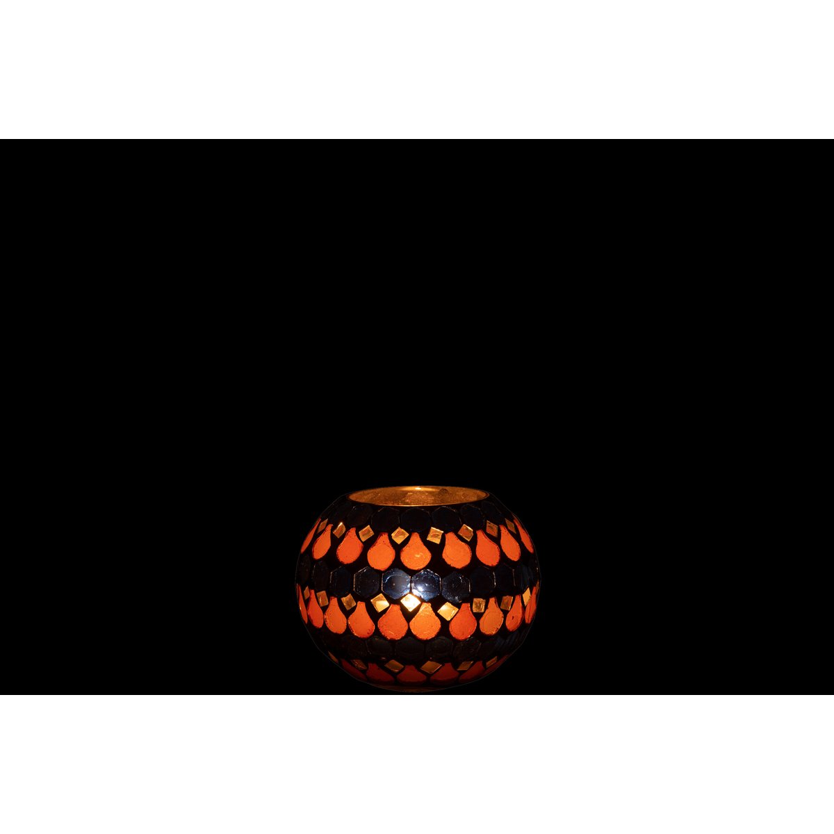 J-Line – Teelichthalter, Mosaik-Tropfenglas, Orange/Blau, klein