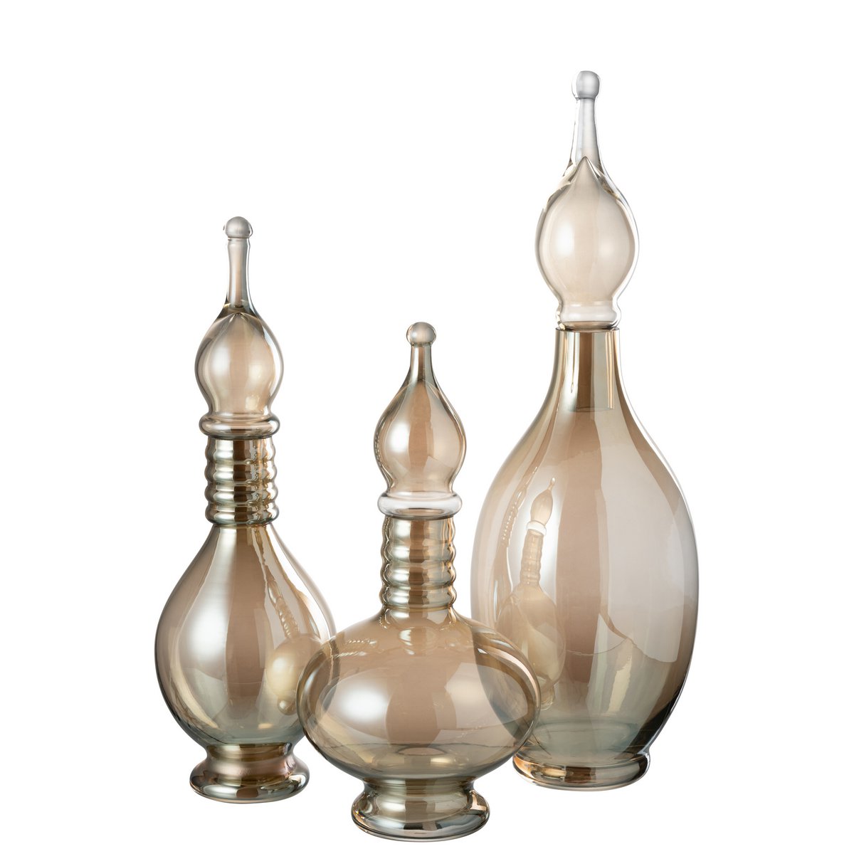 J-Line - Vase+Stopper Flasche Deco Joey Glas Beige Groß