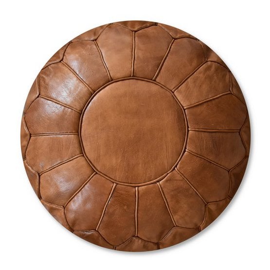 Poufs & Kissen - Lederpouf - Karamellbraun (XL) - gefüllt geliefert