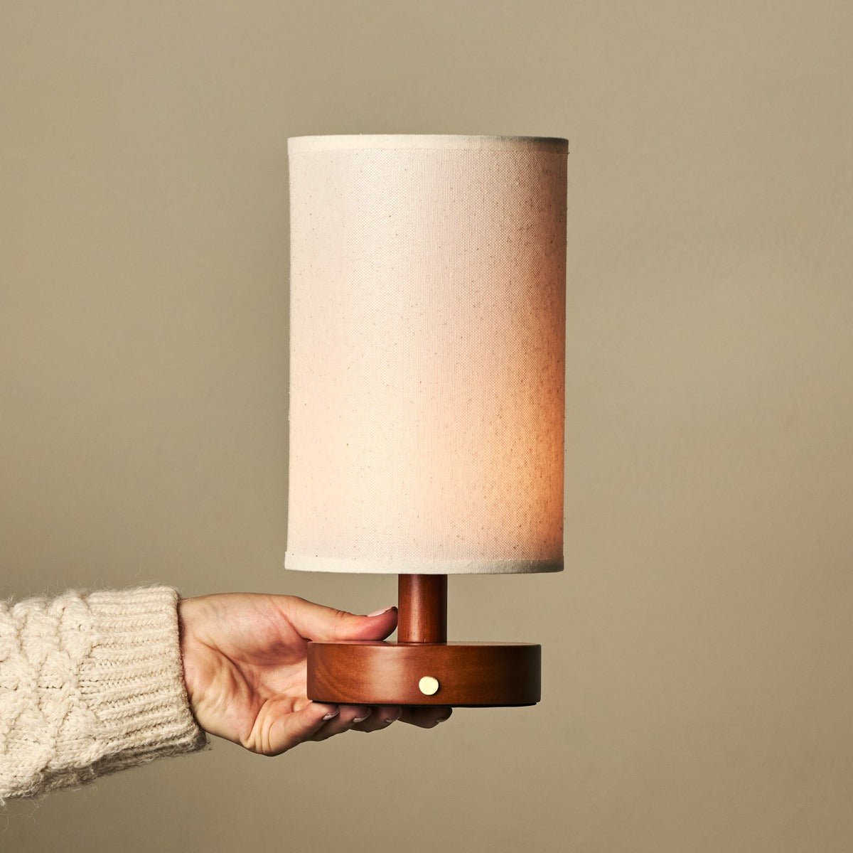 Tavellio-Amsterdam - Ben kastanje bruin houten tafellamp - Oplaadbaar en dimbaar