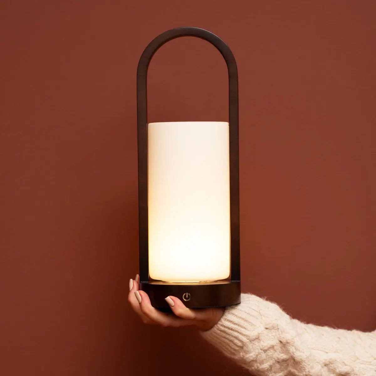 Tavellio-Amsterdam - Evie Donkerbruine Oplaadbare Houten Tafellamp – Dimbaar & Snoerloos