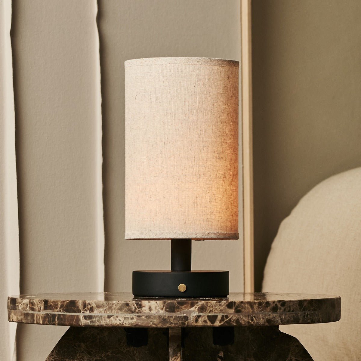 Tavellio-Amsterdam - Ben zwart houten tafellamp - Oplaadbaar en dimbaar