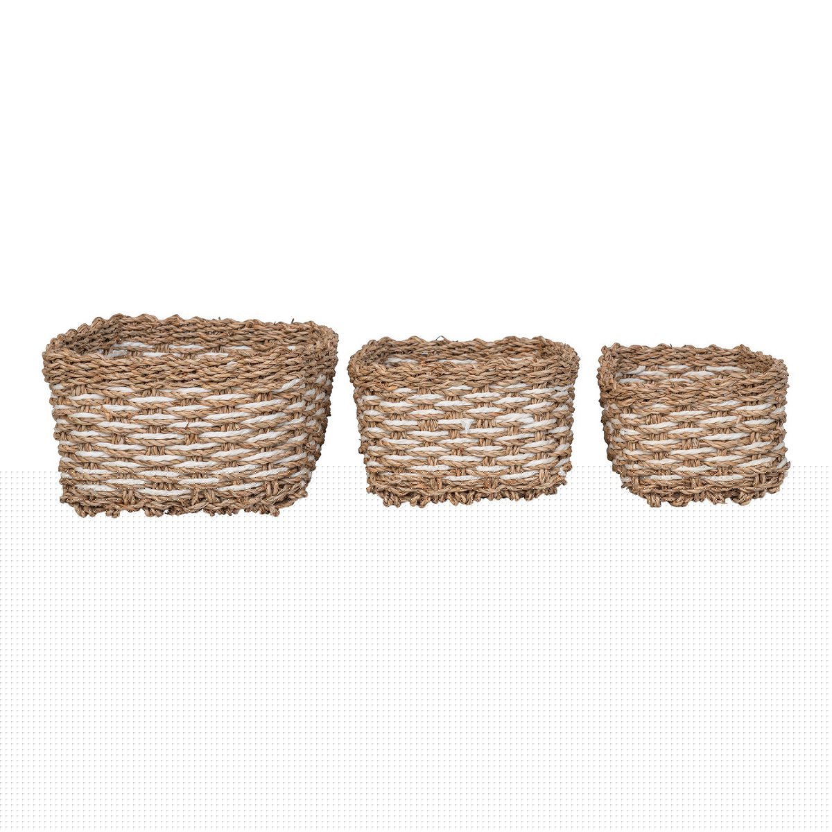 House Nordic - Pala Basket - Korb, Seegras/Papier, natur/weiß, 3er-Set