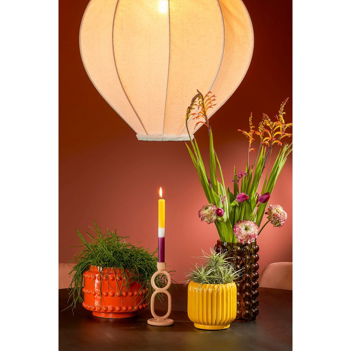 Glimmerdekorationen - Boaz Blumentopf - H19 x Ø22 cm - Keramik - Orange