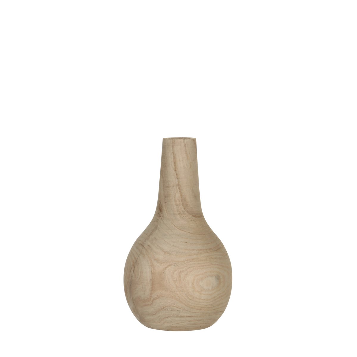Glimmerdekorationen - Pia Vase - H28 x Ø16 cm - Paulownia-Holz - Hellbraun