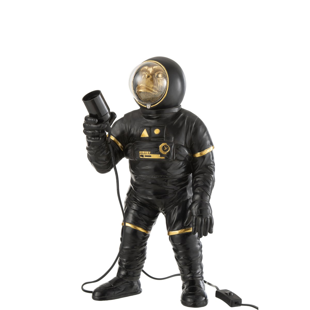 J-Line – Astronauten-Tischlampe – Polyester – Schwarz/Gold
