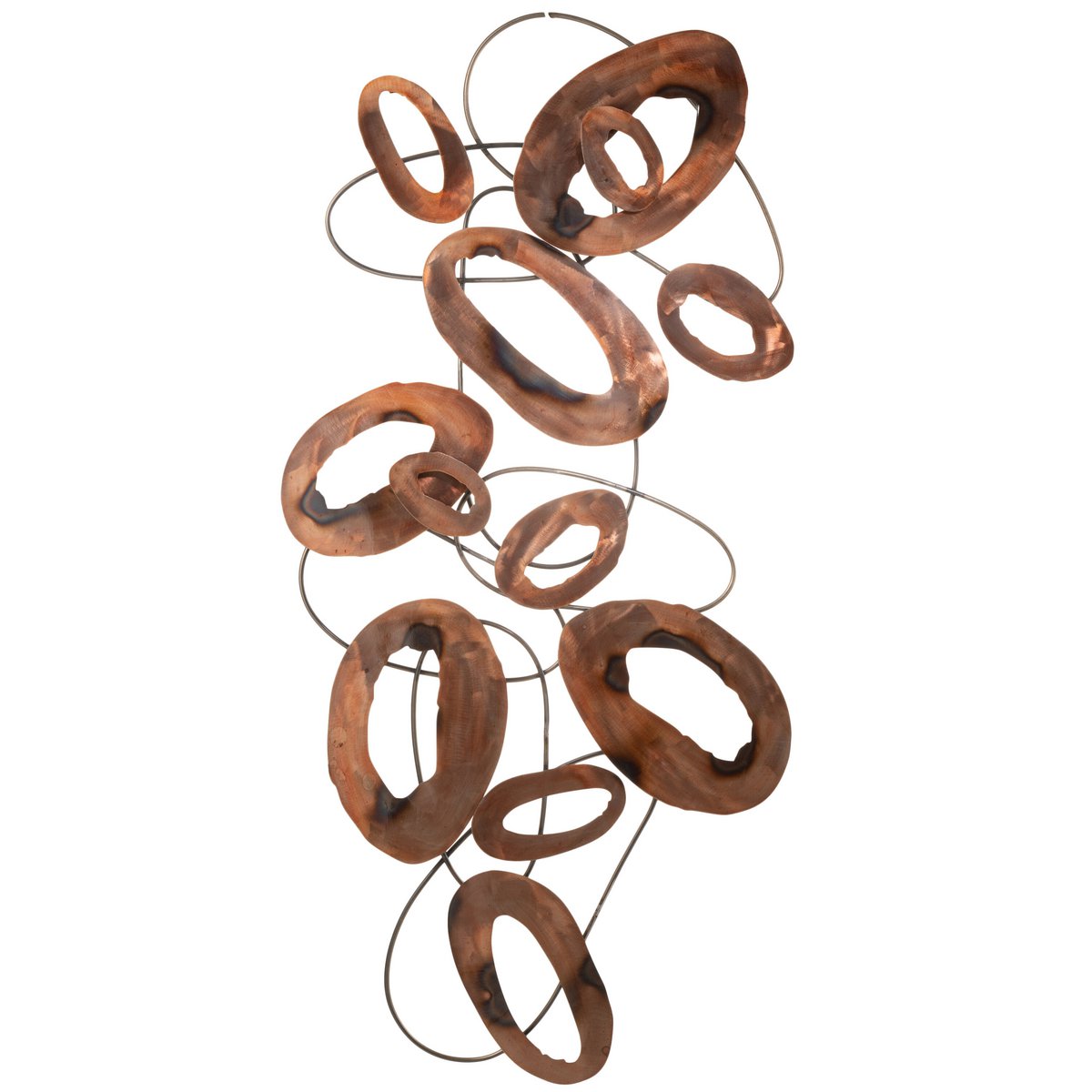 J-Line - Wanddekoration Oval Stripes - Metall - Braun - Groß