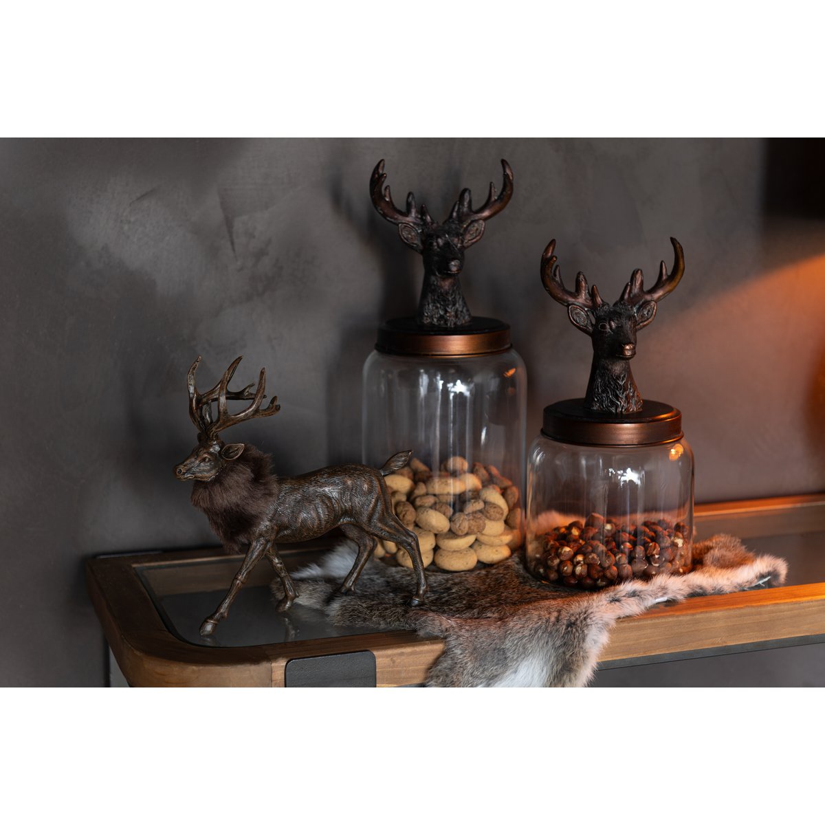 J-Line - Dekorative Weihnachtsfigur 'Hirsch' (Größe M, Braun)