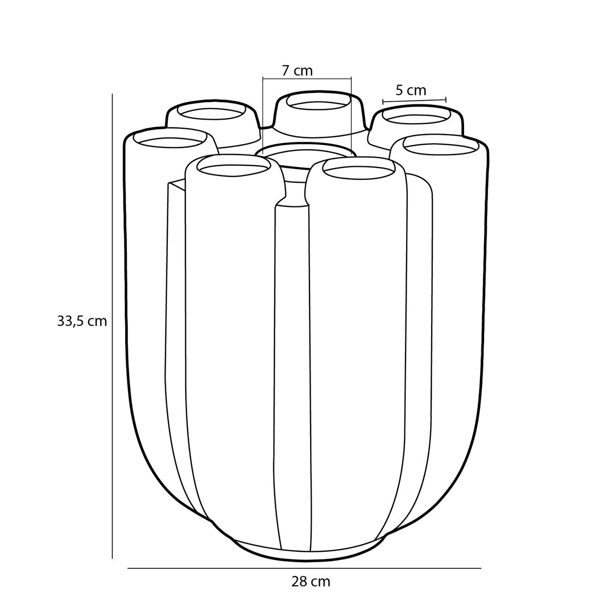 Glimmerdekorationen - Minda Tulpenvase - H34 x Ø28 cm - Keramik - Taupe