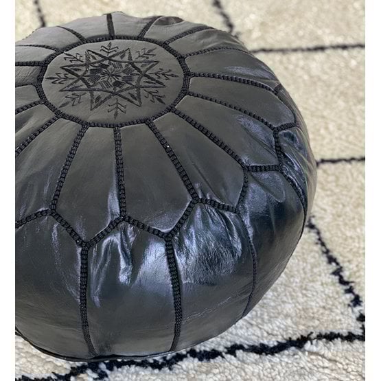 Poufs & Kissen - Lederpouf - komplett schwarz - gefüllt geliefert