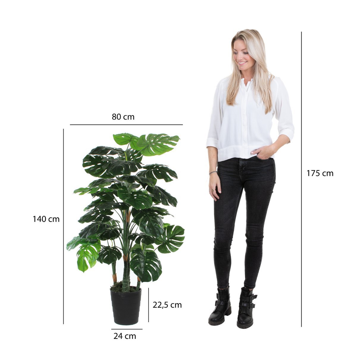 Glimmerdekorationen - Künstliche Pflanze Monstera - H140 x Ø80 cm - Grün