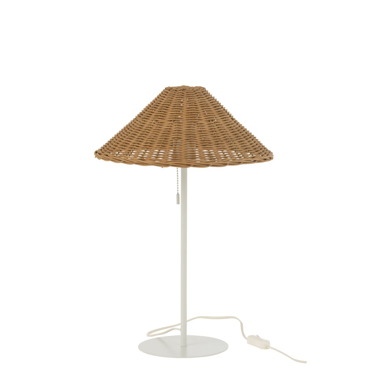 J-Line - Tischlampe - Metall/Rattan - Weiß/Natur