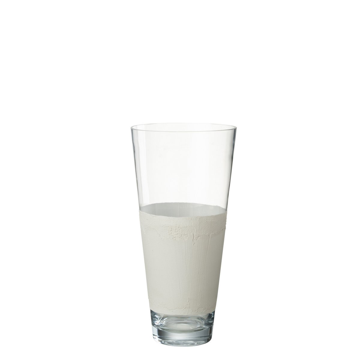 J-Line - Vase Delph - Glas - Transparent/Weiß - Mittelgroß