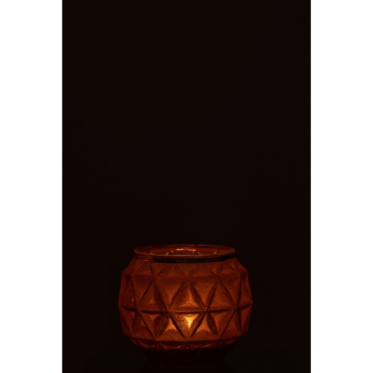 J-Line – Teelichthalter-Kugel – Glas/Samt – Ocker – Groß