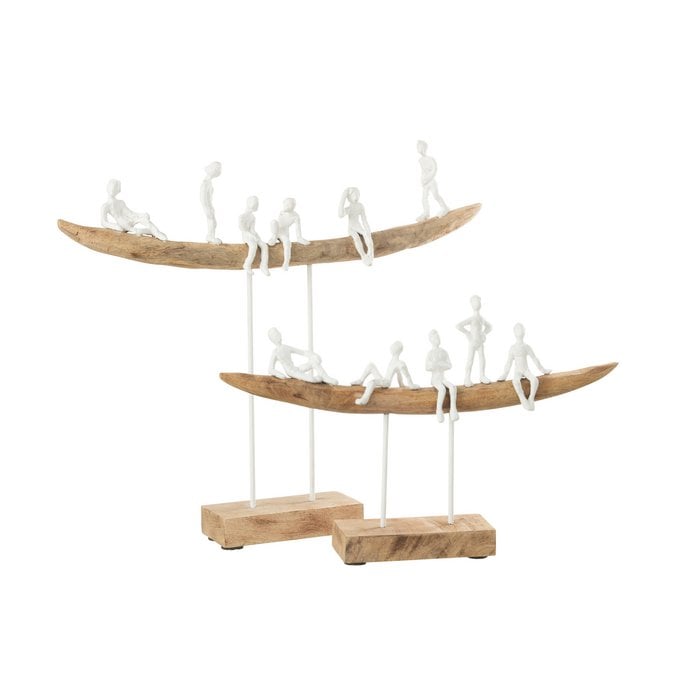 J-Line - Metallstatue 'Menschen auf Couch' - Weiß Natur (L)