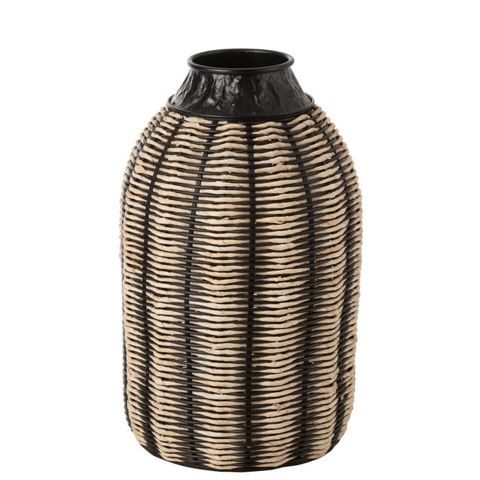 J-Line - Vase 'Arielle' (Schwarz/Natur)