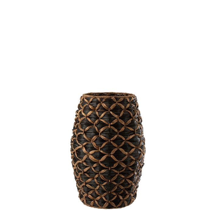 J-Line - Korb aus Wasserhyazinthe 'Roni' (Schwarz/Braun)