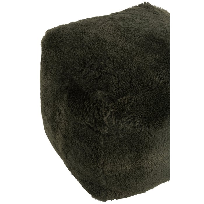 J-Line – Quadratischer Sitzhocker „Sheepskin“ – Grün