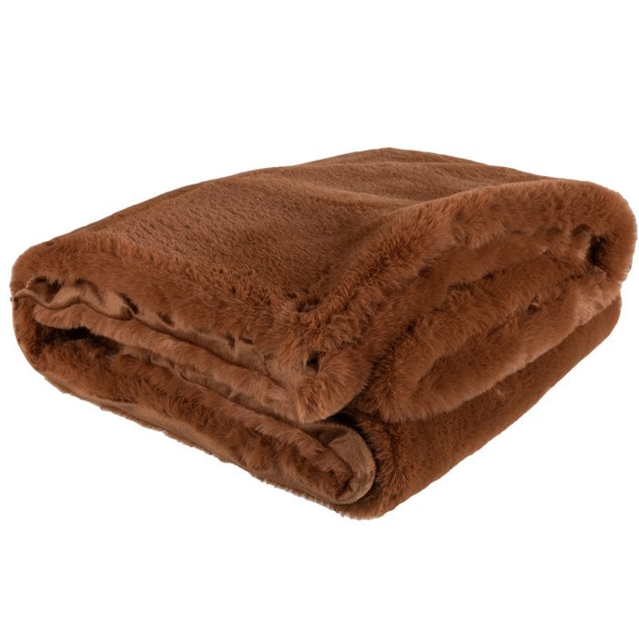 J-Line – Plaid „Cutie“ (180 cm x 130 cm) – Sienabraun