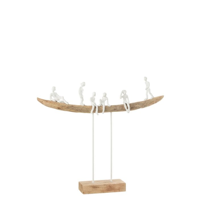 J-Line - Metallstatue 'Menschen auf Couch' - Weiß Natur (L)