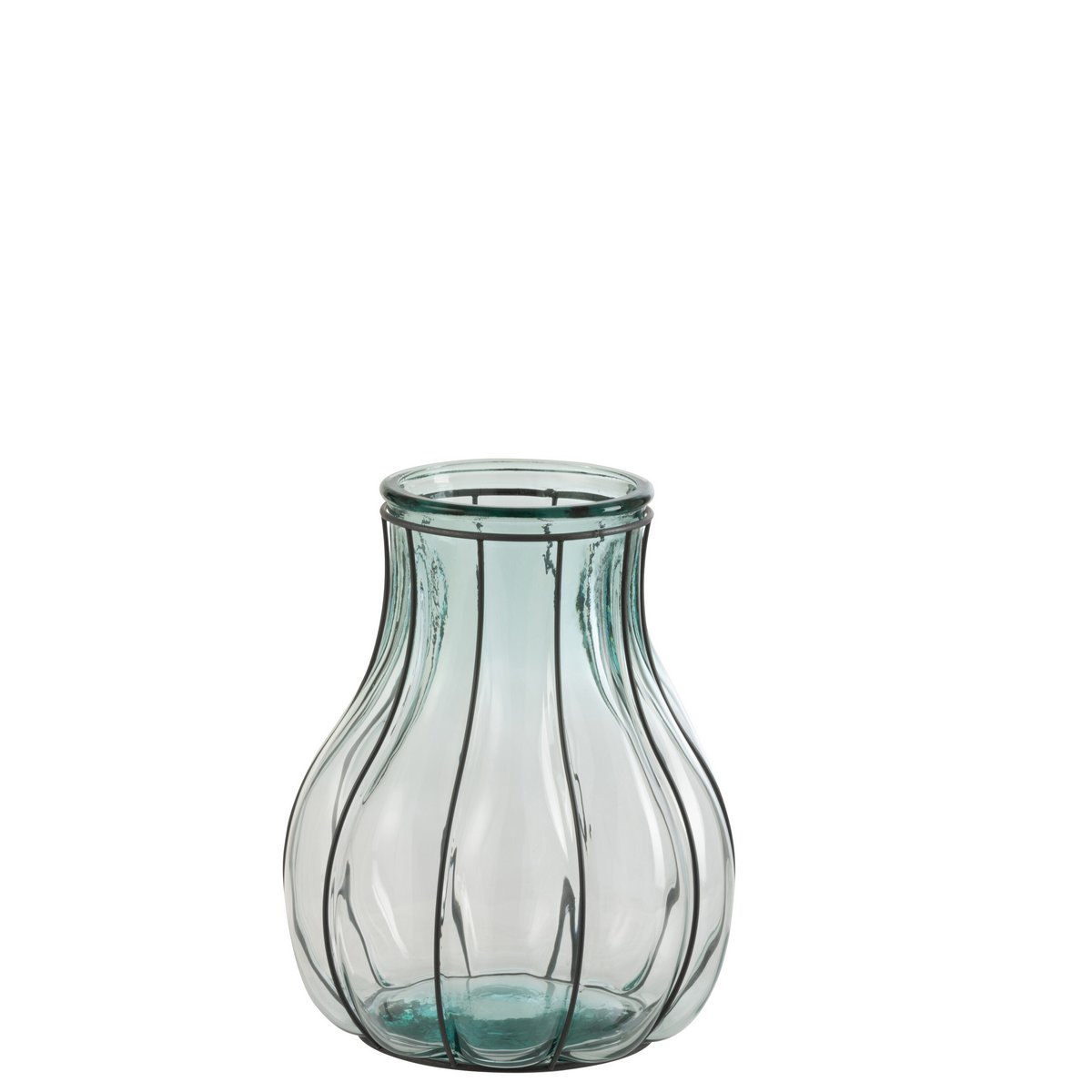 J-Line - Vaas Fusion - Glas/Metaal - Blauw - Small - 29.00cm Hoog