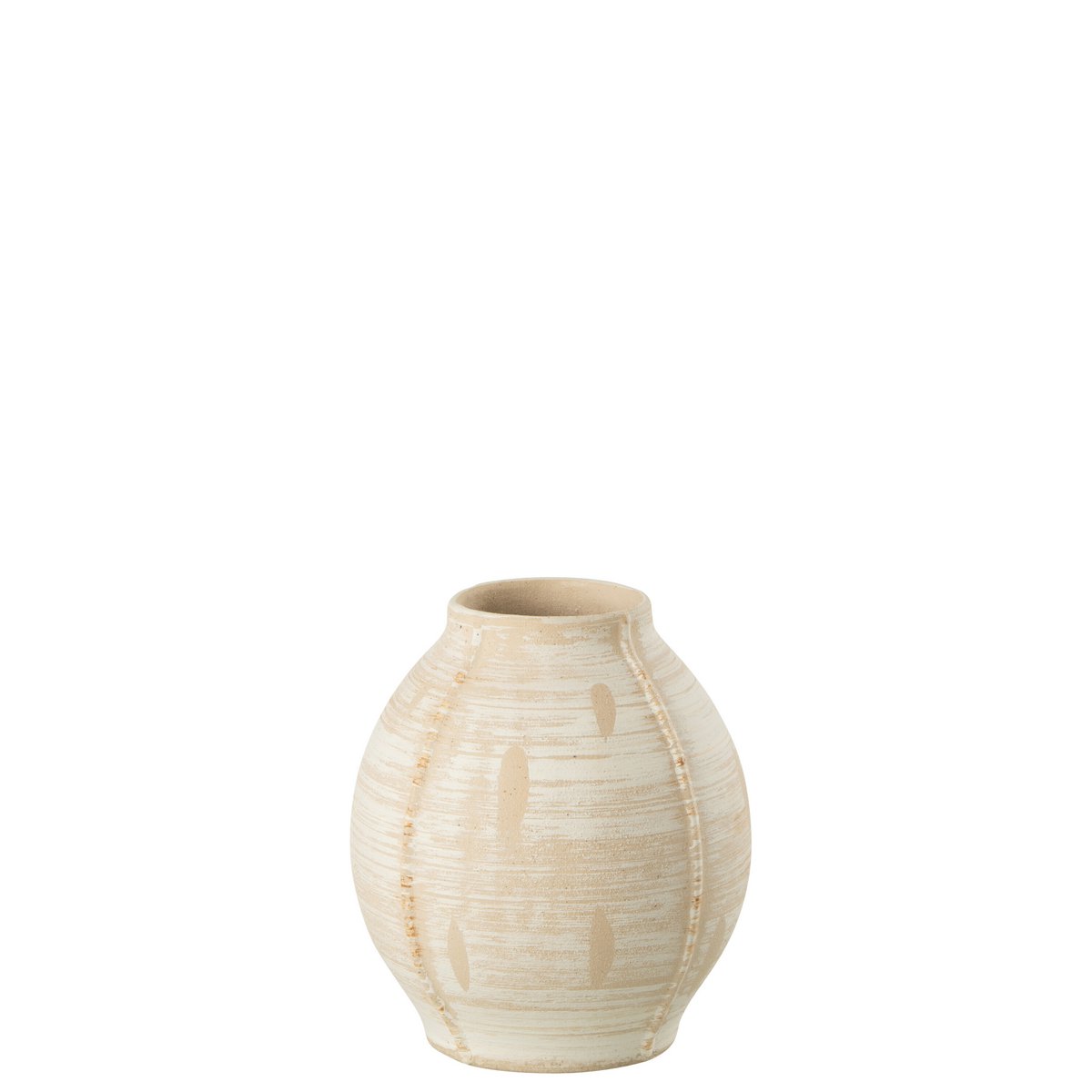 J-Line - Vaas Rond Steengoed - Keramiek - Beige - Small