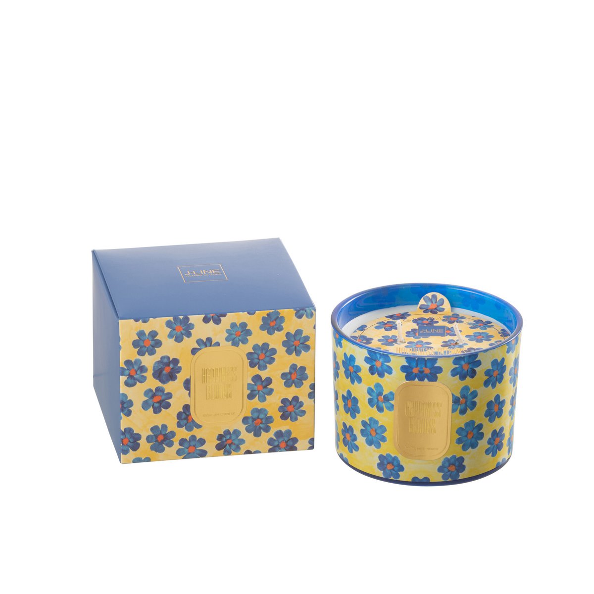 J-Line - Geurkaars Bloemen Blauw/Geel Small - 30 Uren