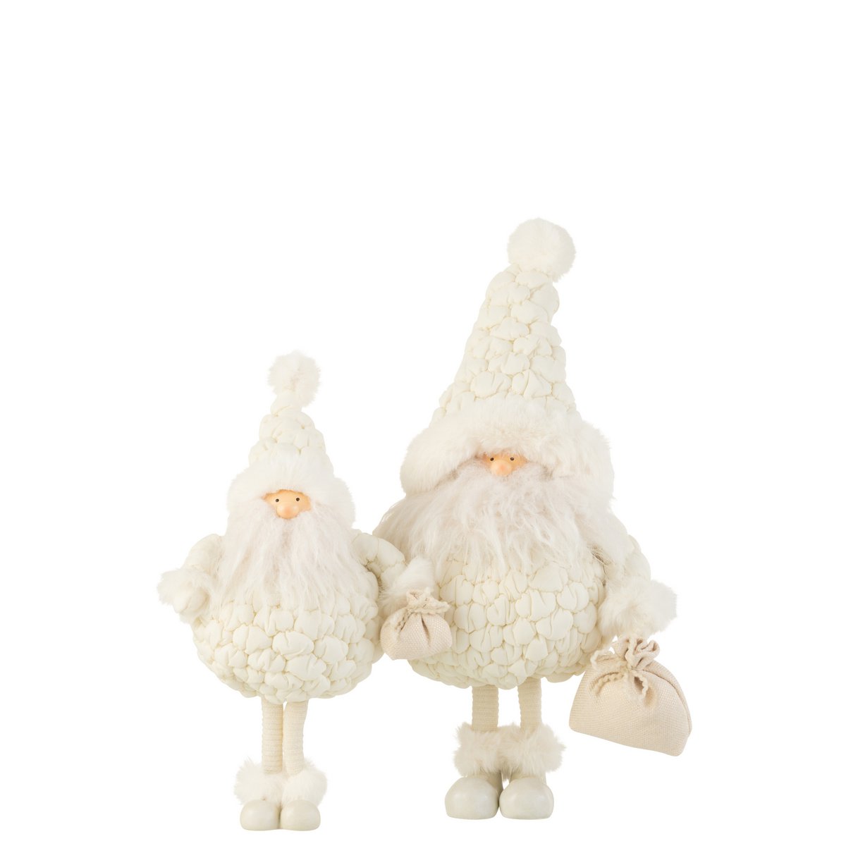 J-Line - Decoratief kerstfiguur 'Kerstman met cadeautasje' (Wit, Maat L)