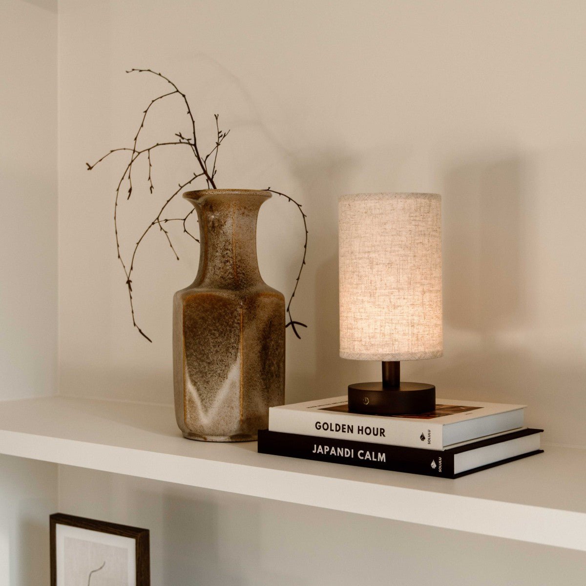 Tavellio-Amsterdam - Ben donkerbruine houten tafellamp - Oplaadbaar en dimbaar