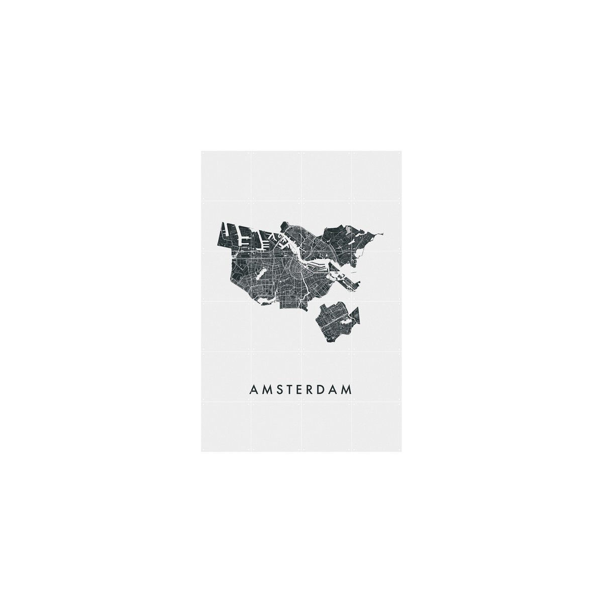 IXXI - Stadsplattegrond Amsterdam Wall art - Poster - Wanddecoratie - S - black, grey