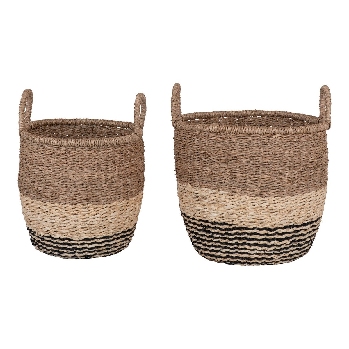 House Nordic - Lima Basket - Mand in zeegras, natuur/bruin/zwart, set van 2