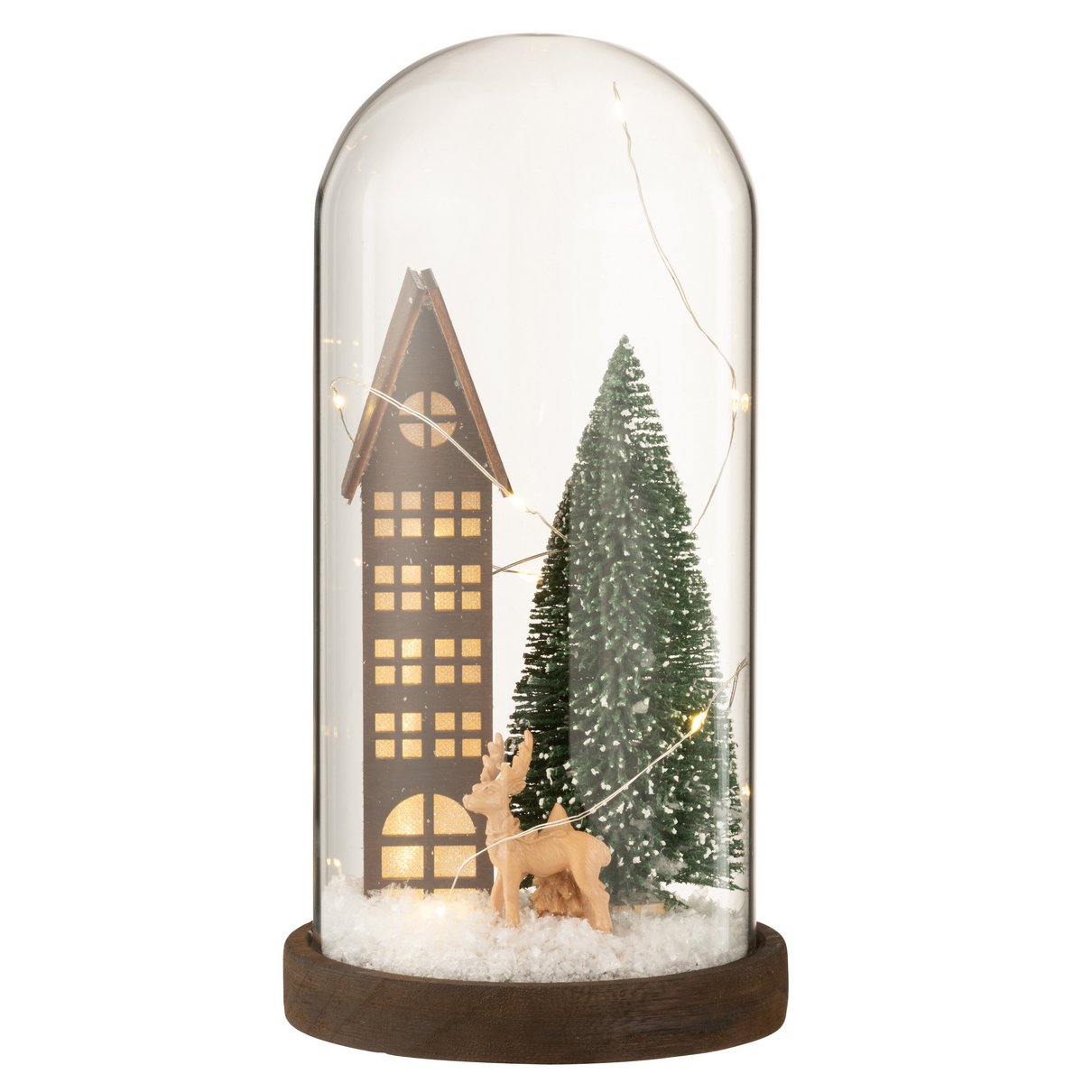 J-Line - Stolp 'Kerstdorp' (Bruin/Groen, LED, 27cm hoog)