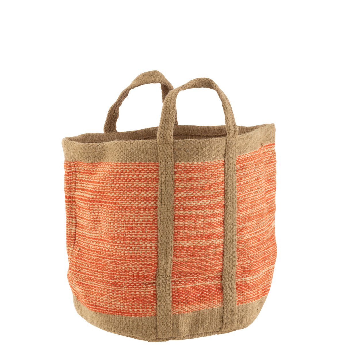 J-Line - Mand Rond Met Handvaten - Jute - Naturel/Oranje