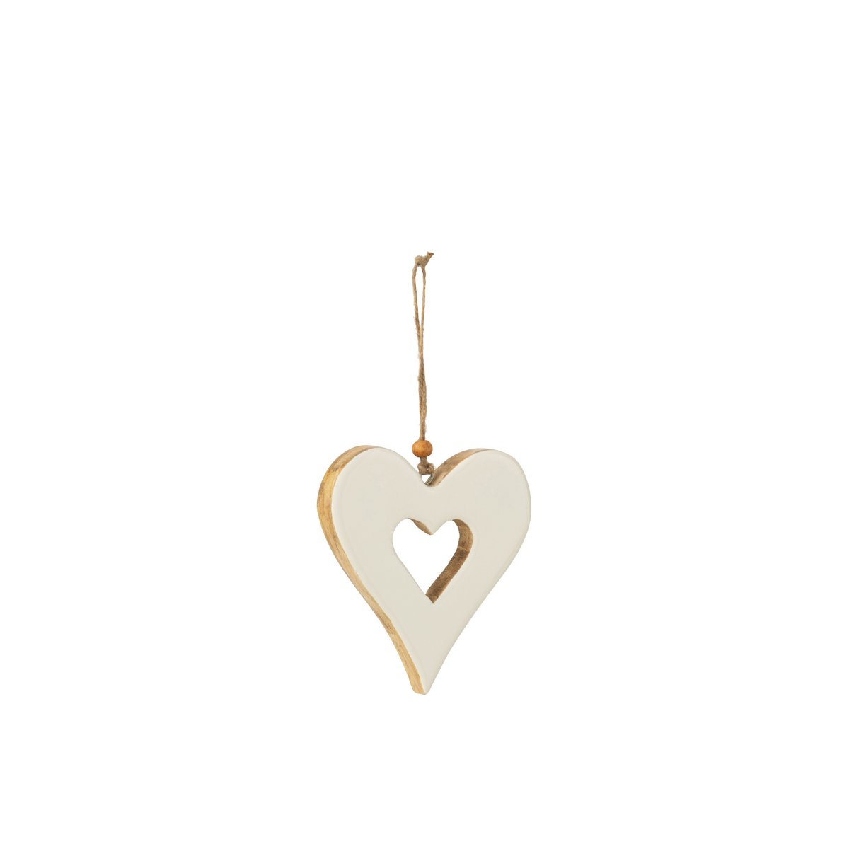 J-Line - Decoratieve hanger 'Hart' (Maat S, Wit)