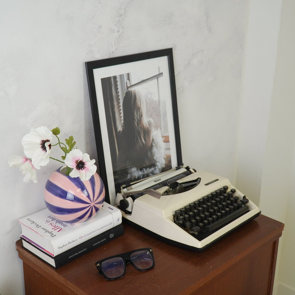 Housevitamin - Vaas - Bloemvaas Swirl - Pink/blauw - 15x15x15cm