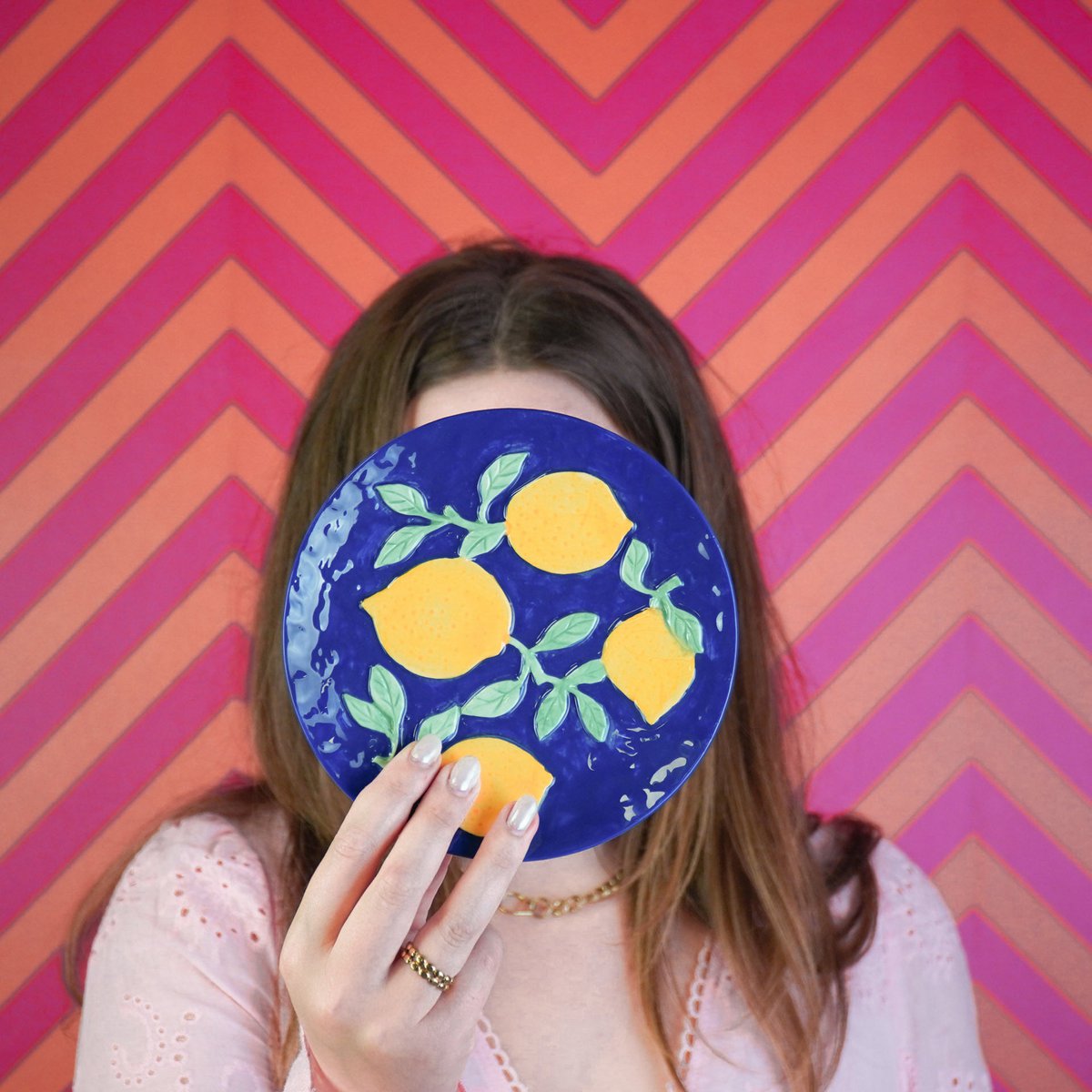 Housevitamin - Deco-platen- blauw/geel-17,5x17,5x2cm